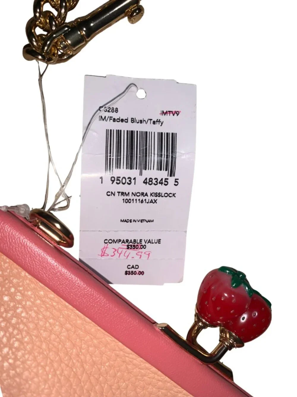 COACH Kora Strawberry Kiss-lock Leather Crossbody Bag - NWT